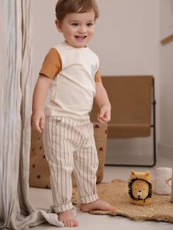 Bébé-Pantalon, jean-Pantalon rayé effet lin bébé