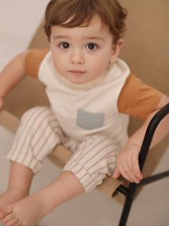 Baby-T-shirt, coltrui-Baby colorblock T-shirt met korte mouwen