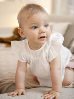 Bébé-T-shirt, sous-pull-Blouse unie naissance manches courtes volantées