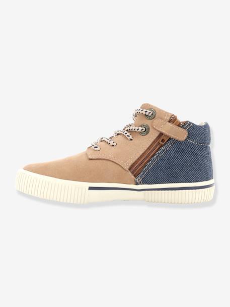 Baskets Sneakers hautes garçon Posture KICKERS® CAMEL DENIM+MARINE DENIM - vertbaudet enfant 