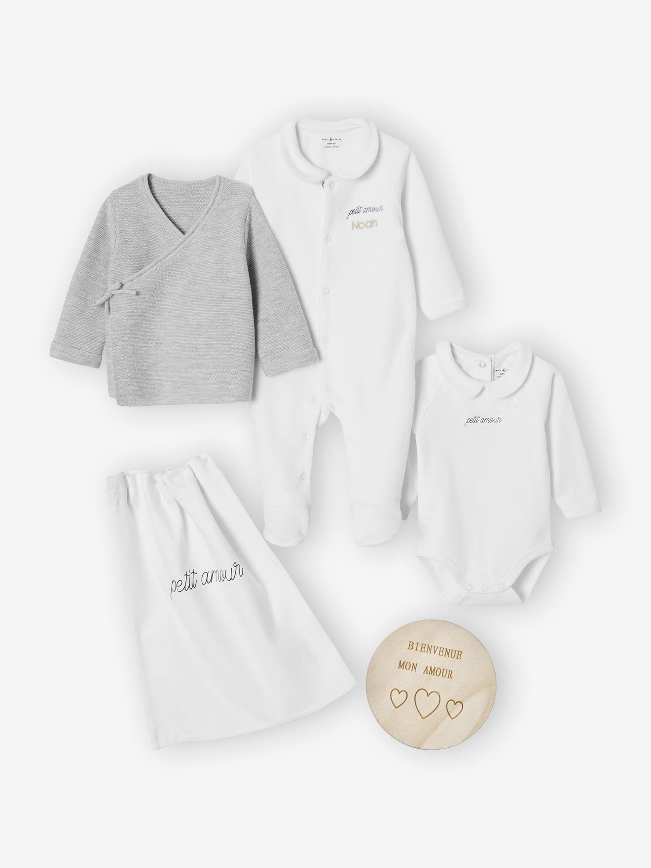 Geboorteset, Beha, Romper, Pyjama, Welkomstkaart En Envie De Fraise Zakje Wit
