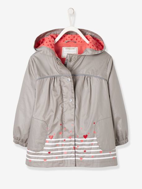 Met fleece gevoerde parka meisje GRIJS+LICHTGRIJS LICHT - vertbaudet enfant 