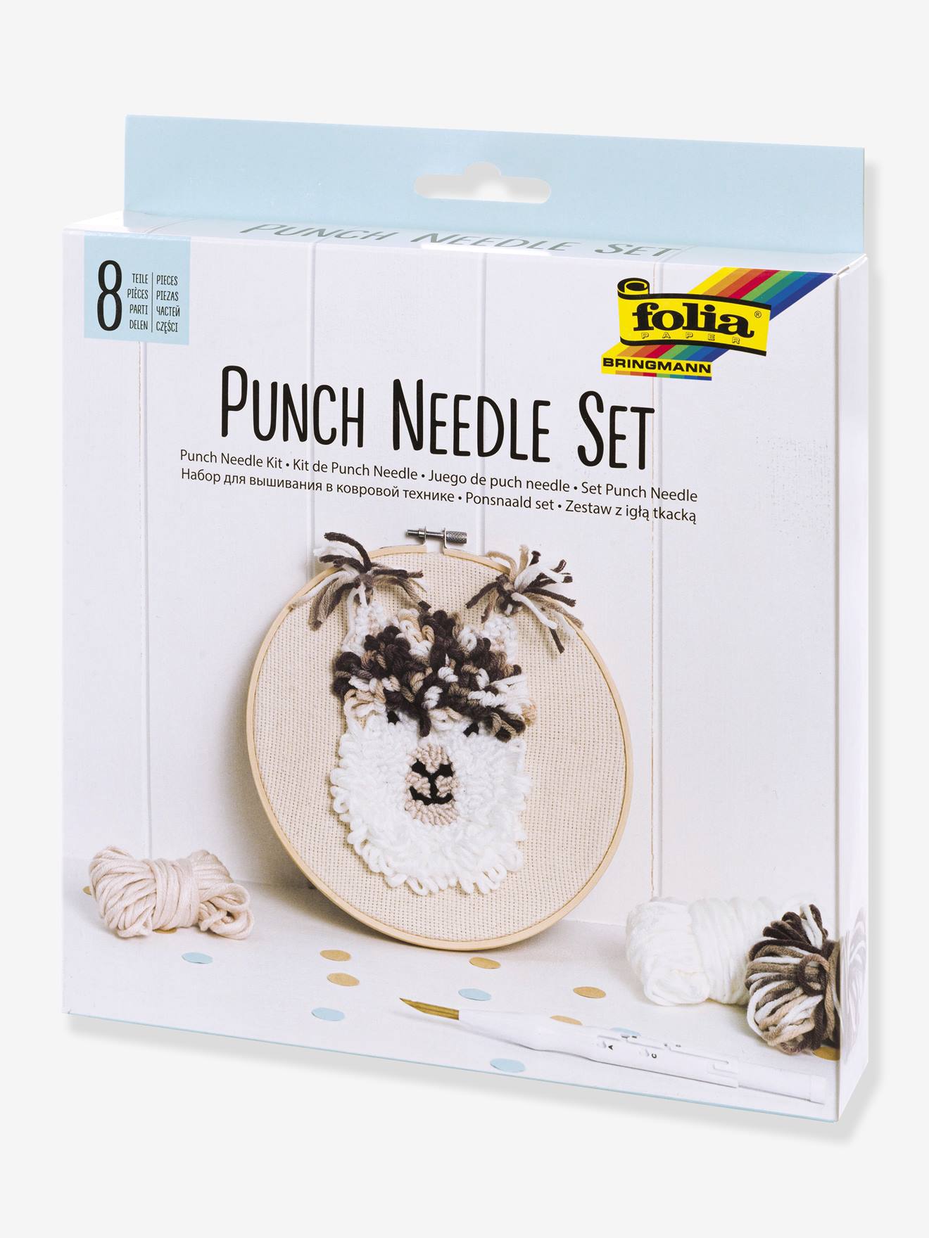 Set Punch Needle Folia, 8 Stuks Beige