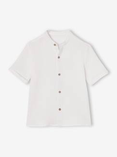 -Chemise garçon gaze de coton col mao