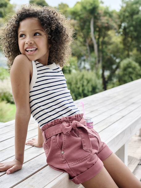 Fille-T-shirt, sous-pull-Débardeur en côtes fille