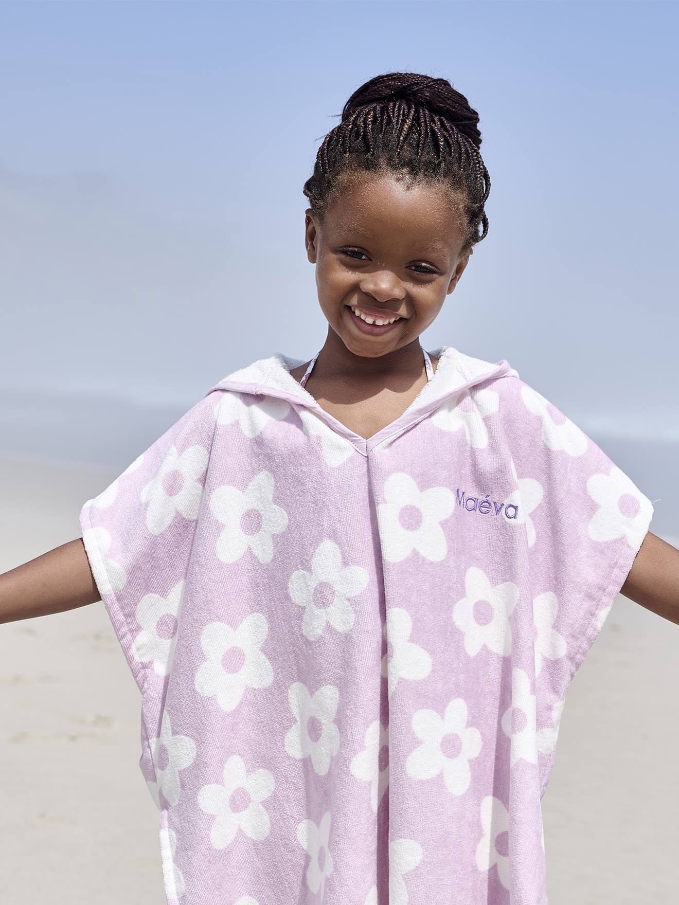 Vertbaudet Gepersonaliseerde Bad-/strandponcho Voor Kinderen, Met Gerecycled Katoen Lila