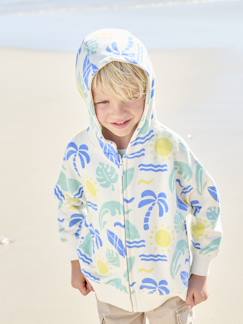 Garçon-Pull, gilet, sweat-Sweat zippé à capuche motifs surf garçon