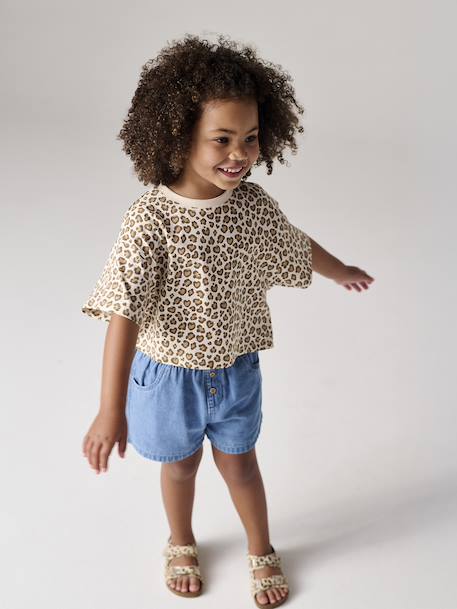 Fille-Short-Short en denim léger fille facile à enfiler