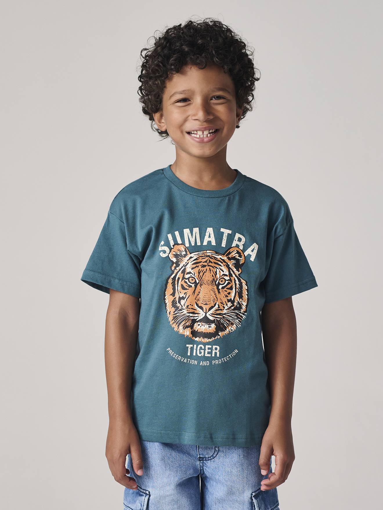 Vertbaudet Jongensshirt Met Tijgermotief Dennen
