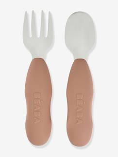 Puériculture-Repas-Lot de 2 pré-couverts d'apprentissage 2e âge en inox et silicone