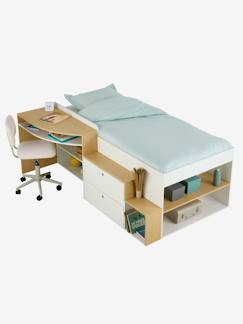 Slaapkamer en Opbergoplossingen-Slaapkamer-Kinderbed 90x190cm gecombineerd met bureau en opbergruimte TEEN