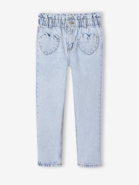 Fille-Pantalon-Jean paperbag fille poches coeur