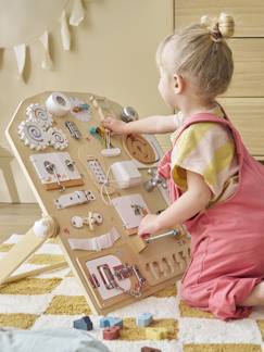 Jouet-Premier âge-Premières manipulations-Planche d'apprentissage multi activités en bois FSC®