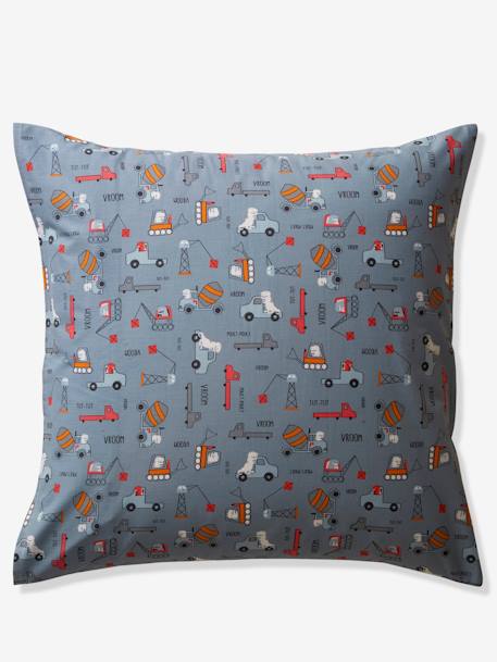 Pack housse de couette + taie d'oreiller DINO TRUCK BLEU GRISE - vertbaudet enfant 