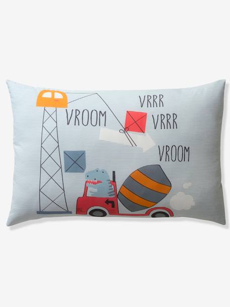 Set dekbedovertrek + kussensloop DINO TRUCK GRIJSBLAUW - vertbaudet enfant 
