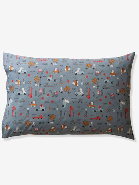 Pack housse de couette + taie d'oreiller DINO TRUCK BLEU GRISE - vertbaudet enfant 