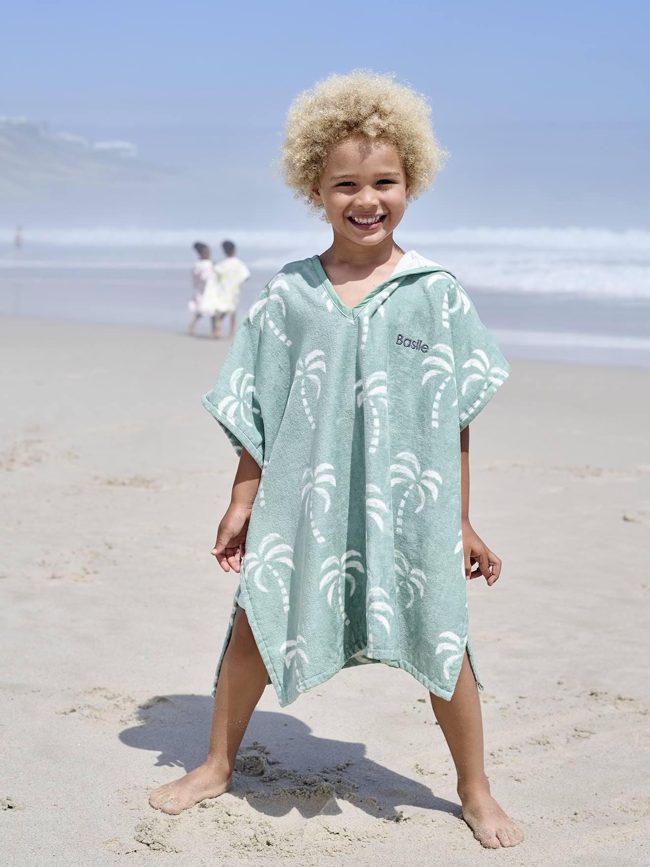 Vertbaudet Gepersonaliseerde Bad-/strandponcho Voor Kinderen, Met Gerecycled Katoen Mintgroen