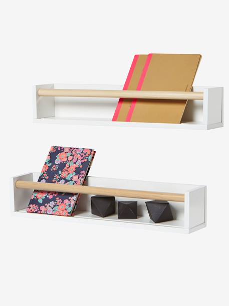Lot de 2 étagères livres LIGNE CONFETTI BLANC/BOIS - vertbaudet enfant 