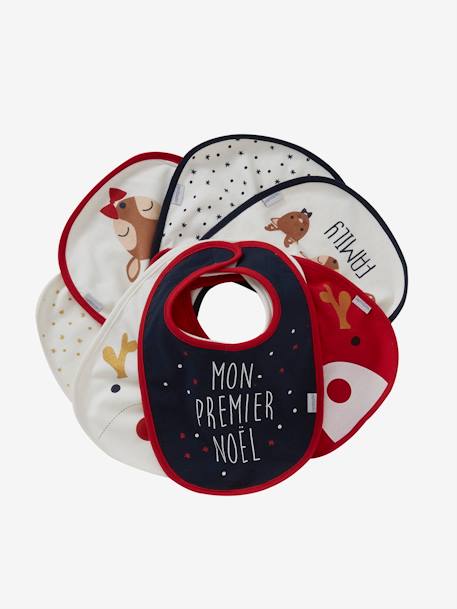 Lot de 7 bavoirs naissance vertbaudet Imprimé fleurs et oiseaux+MOTIFS NOEL+MULTICOLORE - vertbaudet enfant 