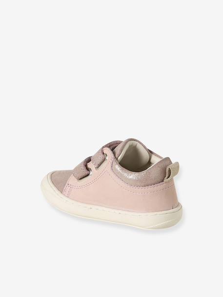 Zachte lederen baby-slofjes voor de eerste stapjes beige, bedrukt+blauw, bedrukt+brons+goud+goudgeel+groen, bedrukt+oudroze+roze (poederkleur)+roze, bedrukt+rozen+turquoiseblauw+veel roze+zachtpaars - vertbaudet enfant 