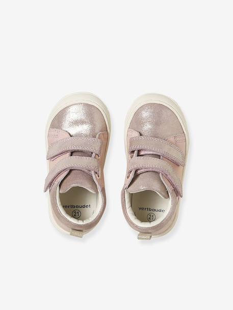 Zachte lederen baby-slofjes voor de eerste stapjes beige, bedrukt+blauw, bedrukt+brons+goud+goudgeel+groen, bedrukt+oudroze+roze (poederkleur)+roze, bedrukt+rozen+turquoiseblauw+veel roze+zachtpaars - vertbaudet enfant 