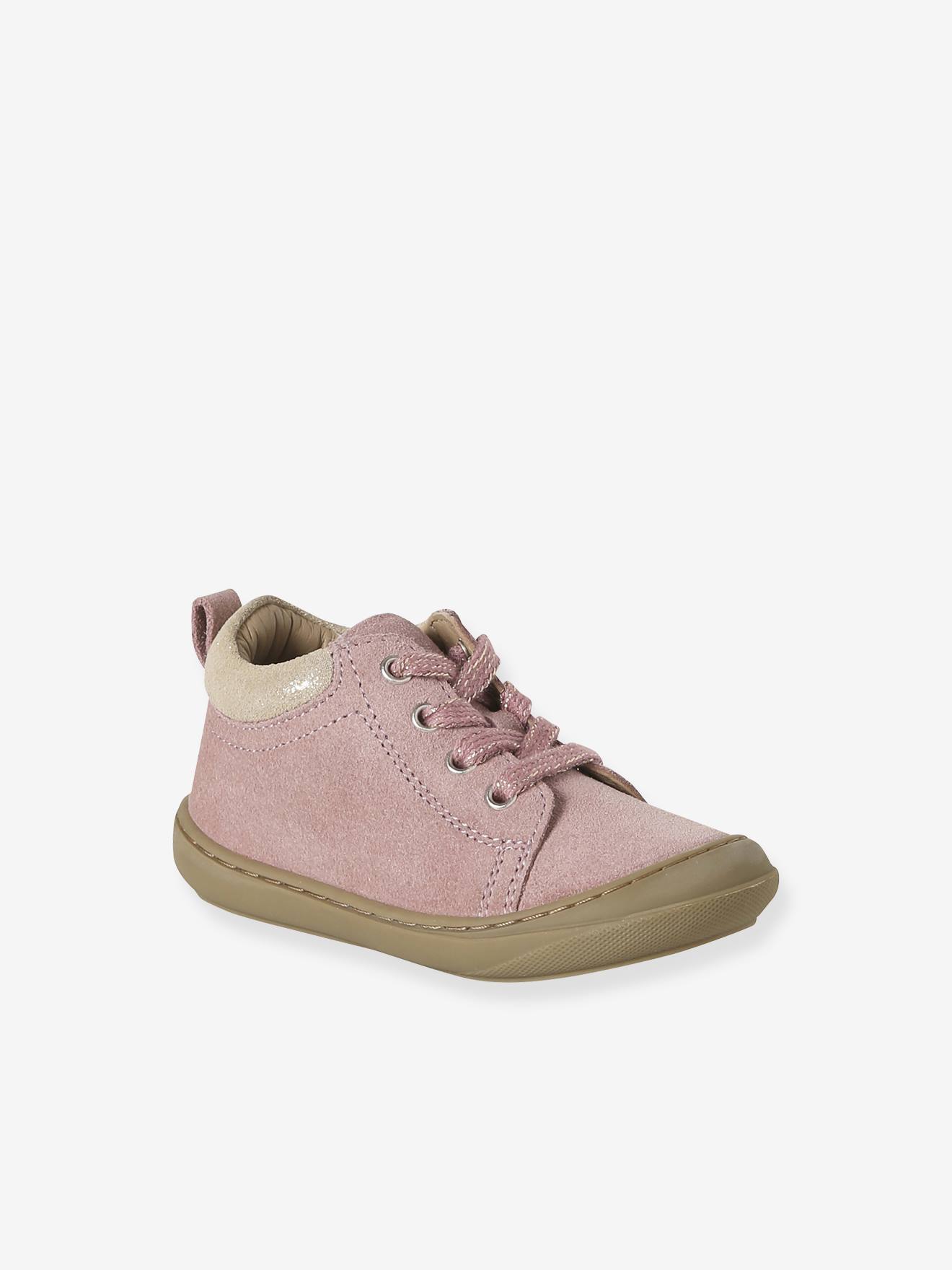 Vertbaudet Baby Eerste Stapjes, Veterschoenen Van Soepel Leer Rozen