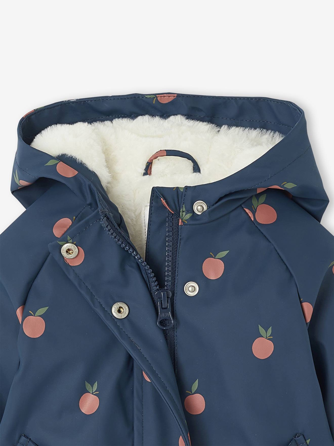 Ciré à Capuche Bébé Fille Imprimé Fleurs Et Doublé Rose Imprimé