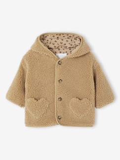 -Manteau bébé en sherpa avec doublure imprimée "léopard"