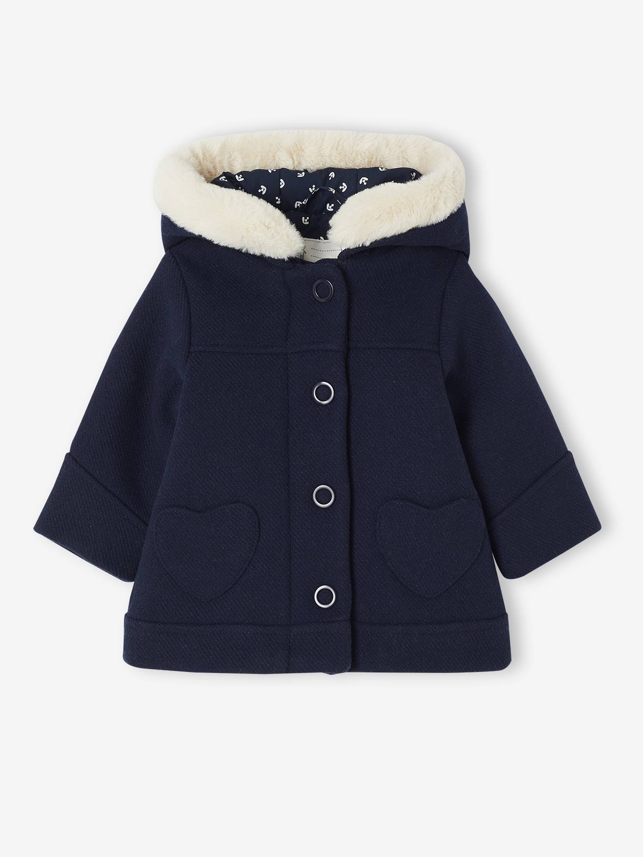 Vertbaudet Jas Met Capuchon Baby Meisje Marineblauw