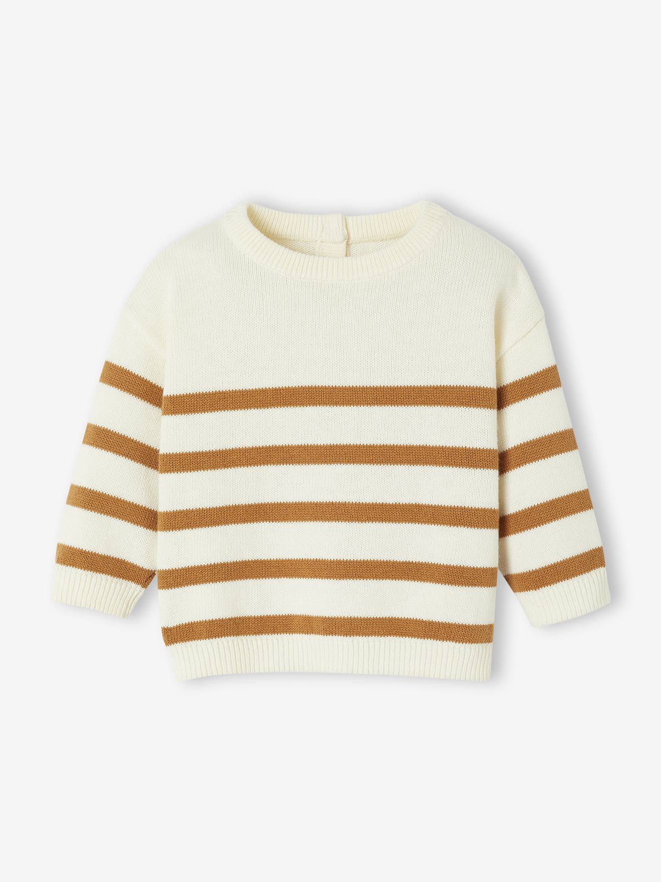 Vertbaudet Gestreept Baby Trui Van Tricot Karamel