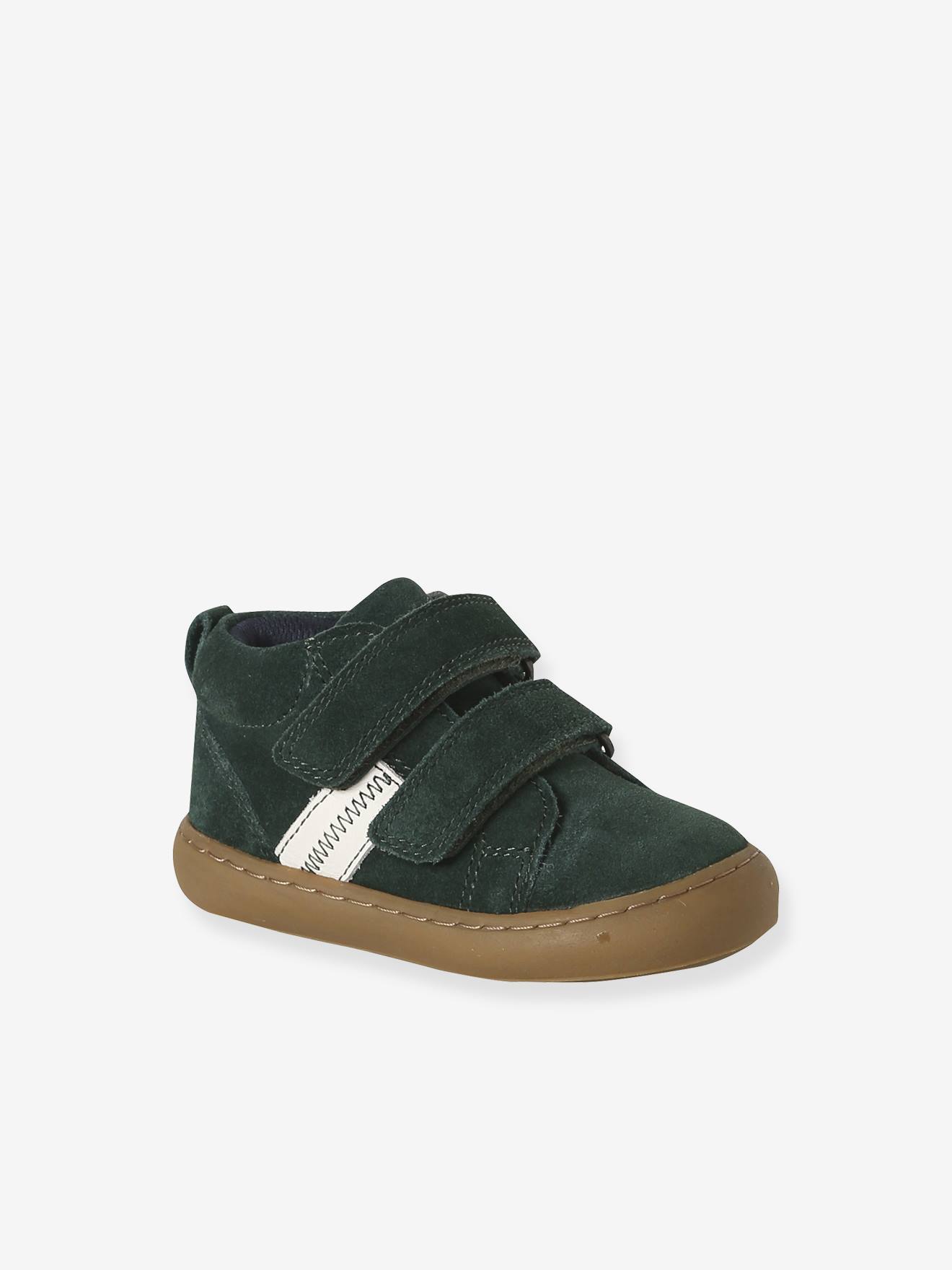 Baskets Mid gevoerd met klittenband leer baby groen