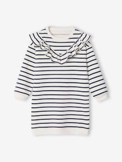 Meisje-Jurk van sweaterstof met ruches voor meisjes
