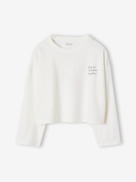 Tee-shirt crop top fille manches longues anthracite+écru - vertbaudet enfant 
