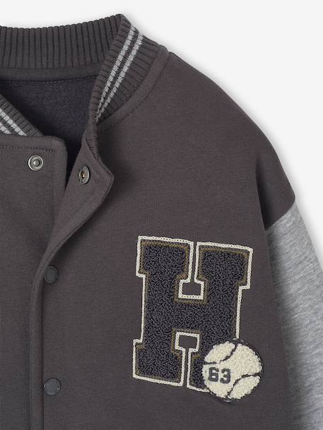 Sweat garçon molleton style teddy badge en bouclettes. anthracite+marine+vert émeraude+vert sapin - vertbaudet enfant 