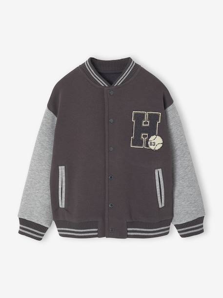 Sweat garçon molleton style teddy badge en bouclettes. anthracite+marine+vert émeraude+vert sapin - vertbaudet enfant 