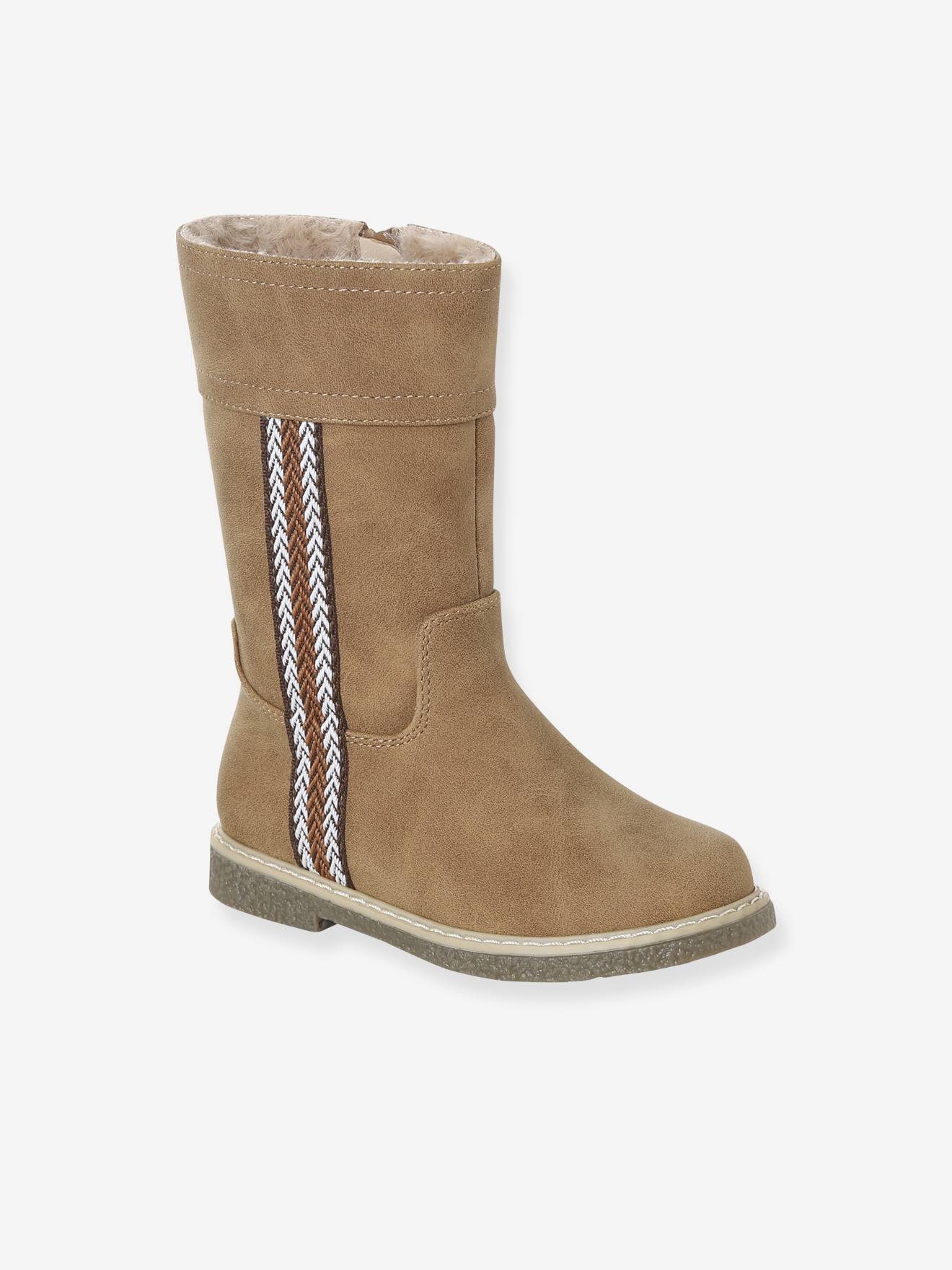 Gevoerde Laarzen Met Rits Voor Meisjes Uit De Vertbaudet-kleutercollectie Kameel