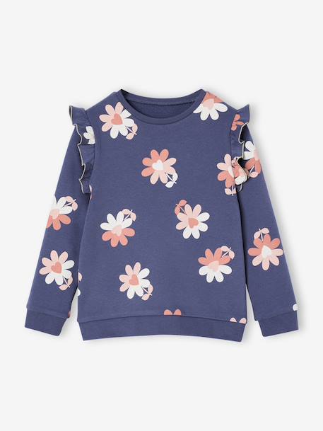 Fille-Pull, gilet, sweat-Sweat-Sweat à volants fille détails fantaisie