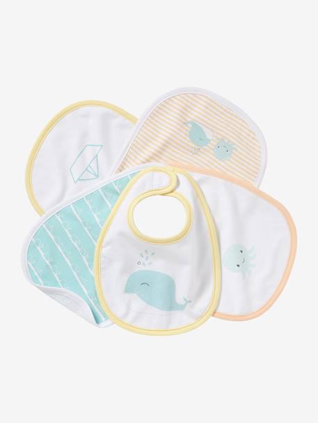 Lot de 5 bavoirs naissance LOT CHAT ROSE+LOT LAPIN BLEU+LOT MARIN TURQUOISE - vertbaudet enfant 