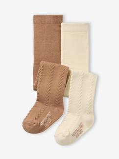 -Lot de 2 paires de collants en maille torsadée bébé fille