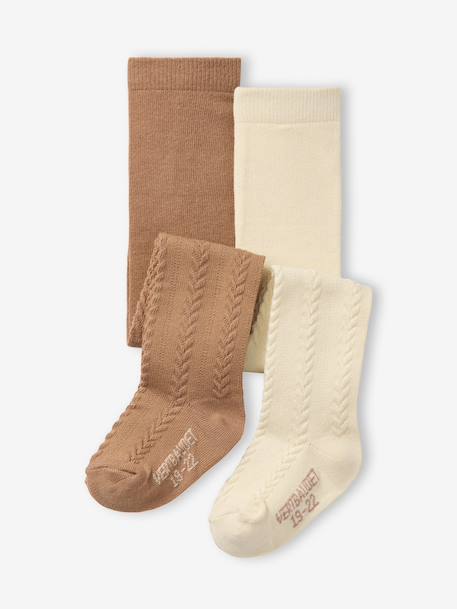 Bébé-Lot de 2 paires de collants en maille torsadée bébé fille