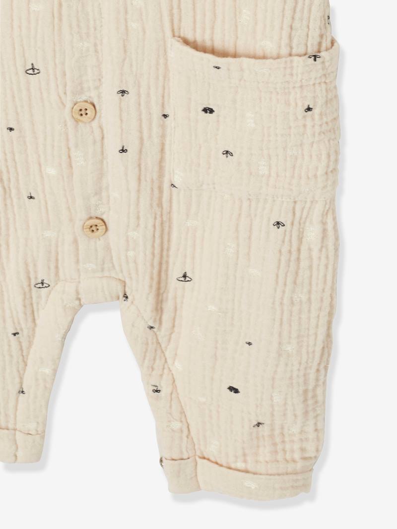 Combinaison Bébé En Gaze De Coton Vertbaudet - Manches Courtes Volantées