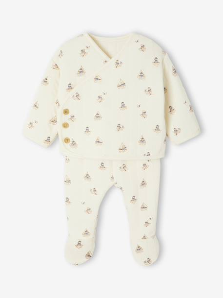 Bébé-Ensemble matelassé gilet + pantalon à pieds entièrement imprimé