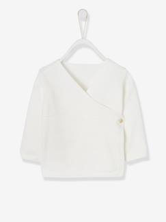 Brassière Bébé Naissance Tricot Point Mousse Coton Et Laine Rose