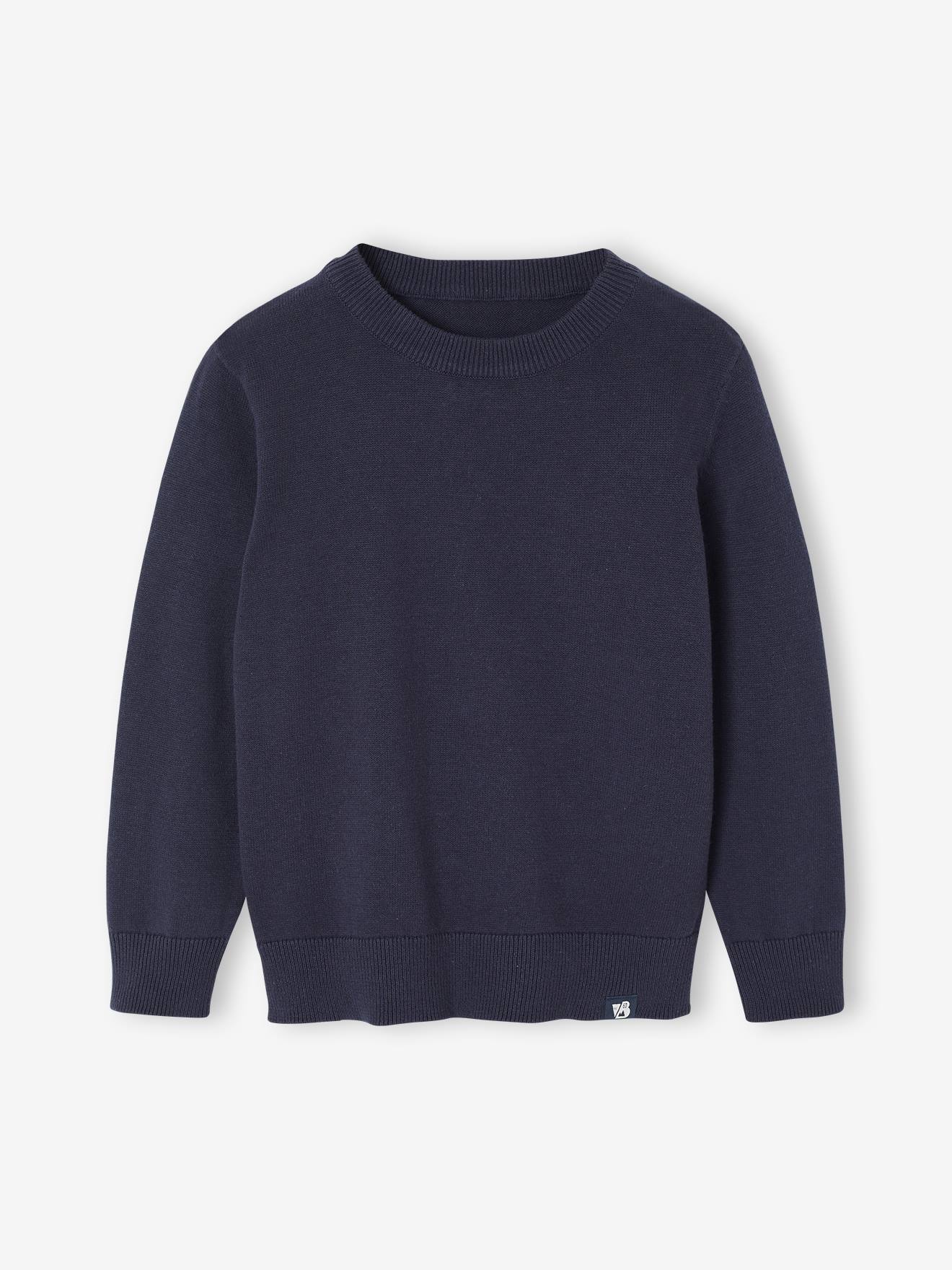 Vertbaudet Basic Trui Met Ronde Hals En Lange Mouwen Voor Jongens Marineblauw