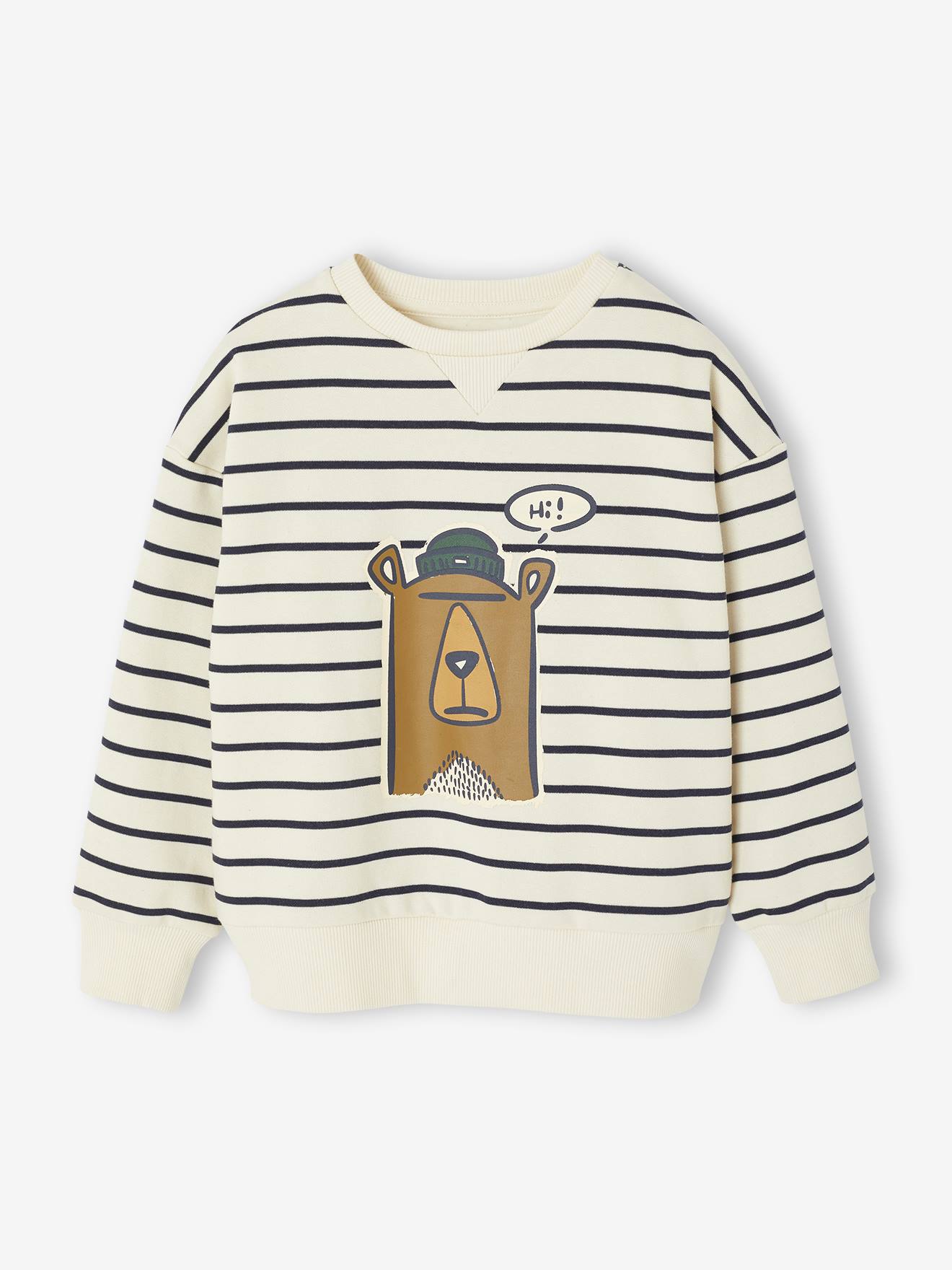 Vertbaudet Sweater Met Hondenprint Voor Jongens Wit, Gestreept