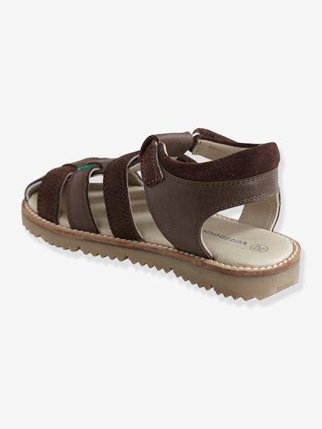 Leren sandalen met klittenband voor jongens bruin+ZAND - vertbaudet enfant 