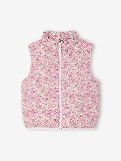 -Mouwloos donsjack met bloemenmotieven voor meisjes 