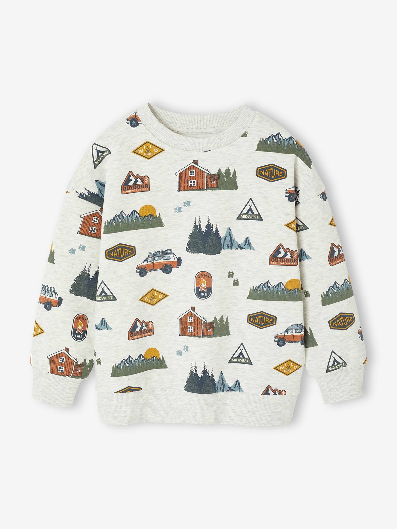 Vertbaudet Sweater Met Print Voor Jongens Gemêleerd Beige