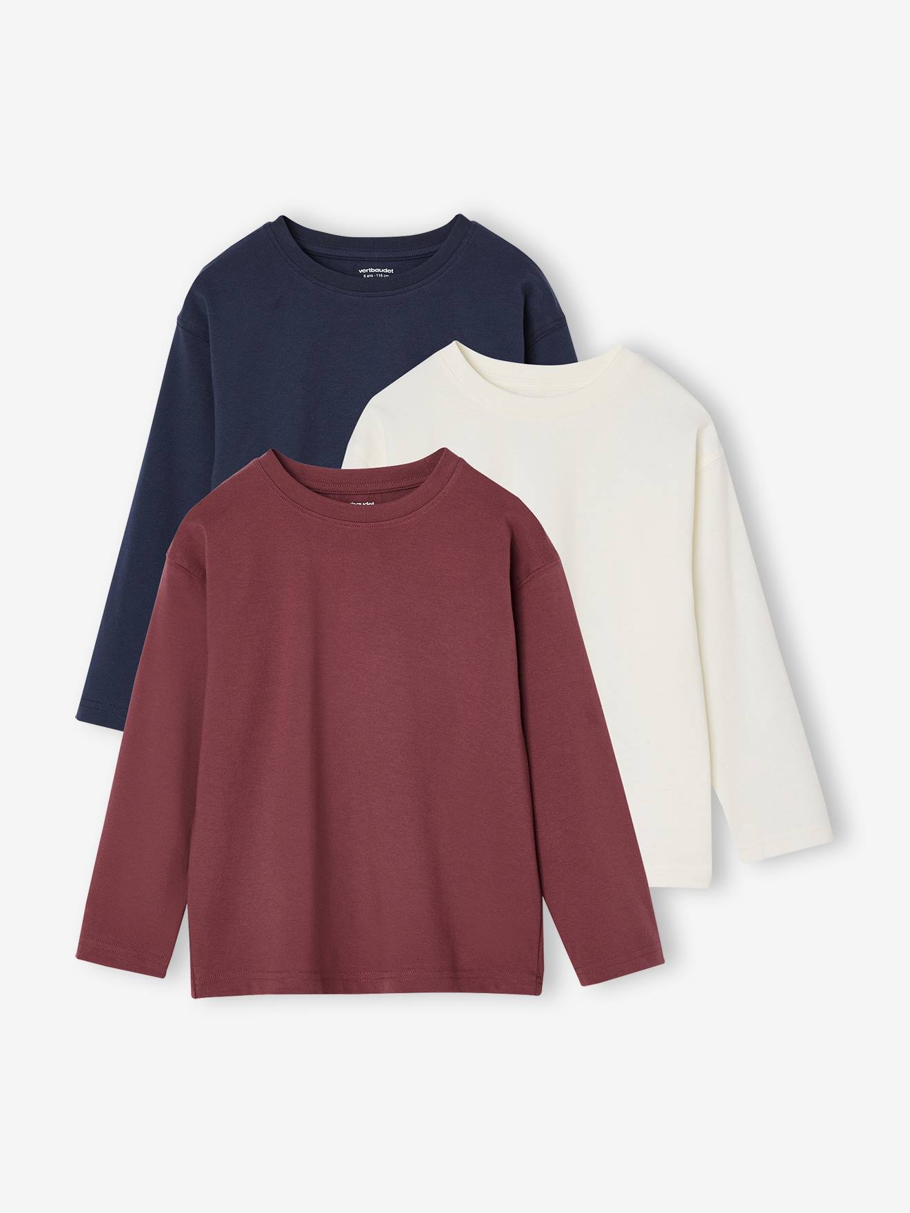Vertbaudet Set Van 3 Effen T-shirts Terracotta