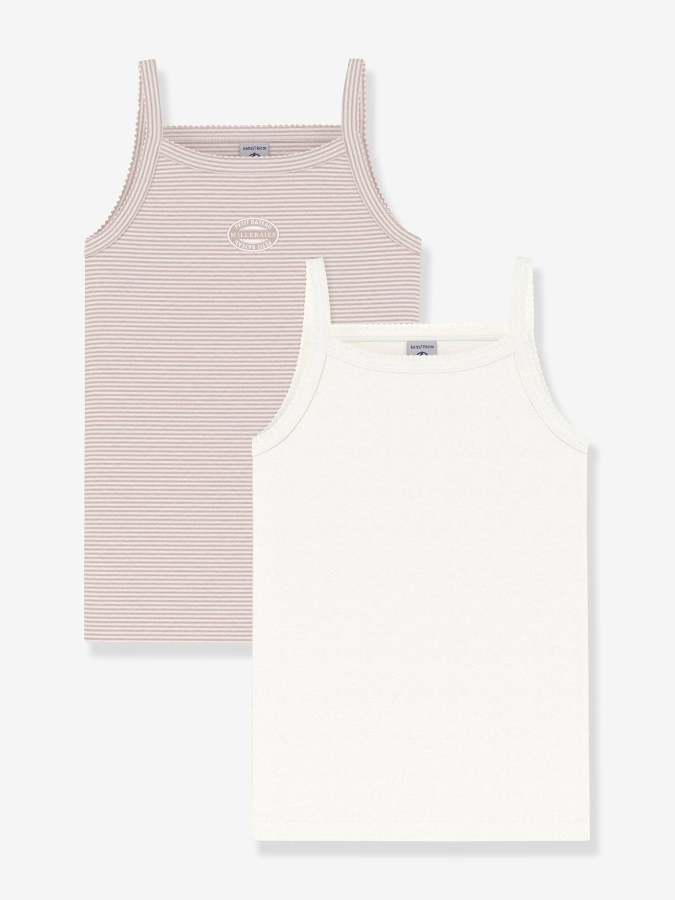 Set Van 2 Hemdjes Met Dunne Bandjes Van Katoen Petit Bateau Lichtroze